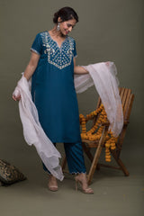 Embroidered Silk Kurta Set