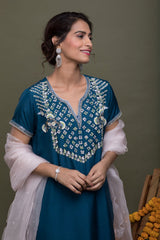 Embroidered Silk Kurta Set