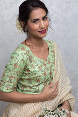 Silk Blouse Handcrafted With Dabka And Zardozi