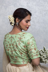 Silk Blouse Handcrafted With Dabka And Zardozi