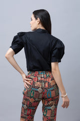 Puffed Sleeve Collared Shirt