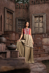 Red Ombre Set WIth Mirror Embroidery