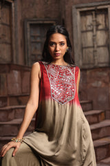 Red Ombre Set WIth Mirror Embroidery