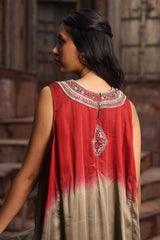 Red Ombre Set WIth Mirror Embroidery