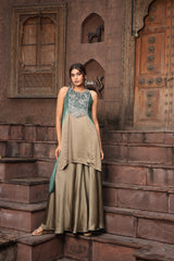 Emerald Green Shaded Set With Mirror Embroidery