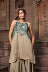 Emerald Green Shaded Set With Mirror Embroidery