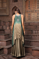 Emerald Green Shaded Set With Mirror Embroidery