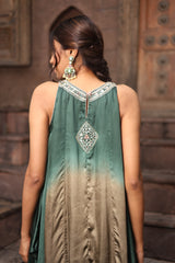 Emerald Green Shaded Set With Mirror Embroidery