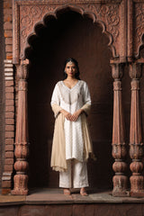 White Dori Embroidered Kurta Set