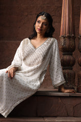 White Dori Embroidered Kurta Set