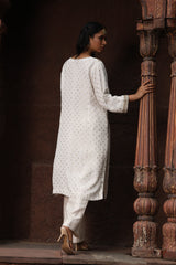 White Dori Embroidered Kurta Set