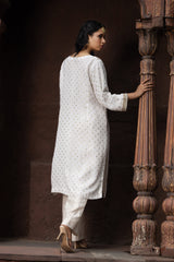 White Dori Embroidered Kurta Set