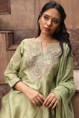 Sage Green Dori Embroidered Kurta Set
