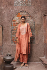 Rust Gota Embroidered Kurta Set