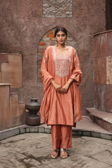 Rust Gota Embroidered Kurta Set