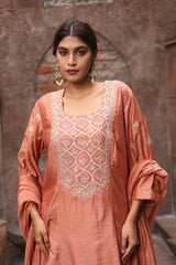 Rust Gota Embroidered Kurta Set