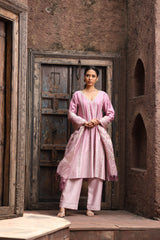 Lilac Kalidar Embroidered Kurta Set