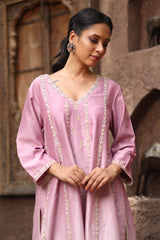Lilac Kalidar Embroidered Kurta Set