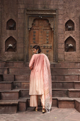 Peach Kalidar Embroidered Kurta Set
