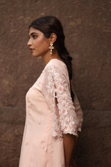 Peach Organza Embroidered Set