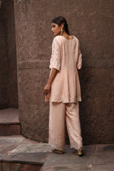 Peach Organza Embroidered Set
