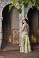 Pista Green Embroidered Lehenga