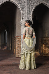 Pista Green Embroidered Lehenga