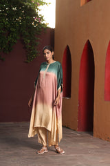 Green Ombre kaftan Kurta Set