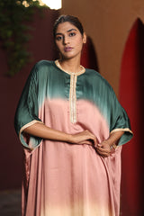 Green Ombre kaftan Kurta Set