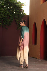 Green Ombre kaftan Kurta Set