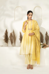 Yellow Kalidar Embroidered Kurta Set
