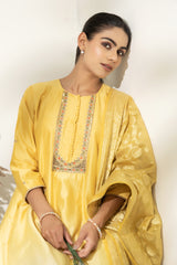 Yellow Kalidar Embroidered Kurta Set