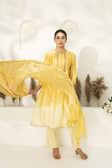 Peach Embroidered Kurta Set with Dupatta