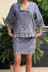Slate Grey Embroidered Co-ord Set