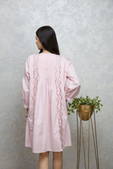 Blush Pink Cotton Cutwork Dress