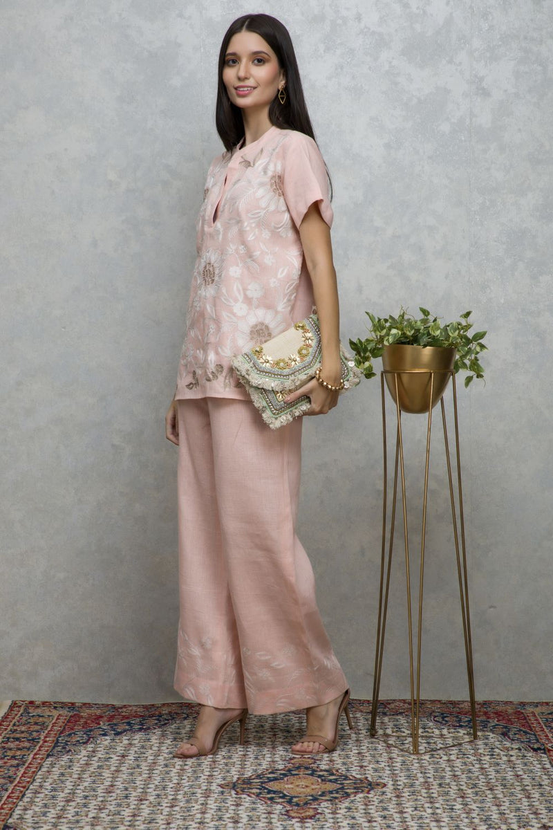 Aari Embroidered Linen Co-ord Set