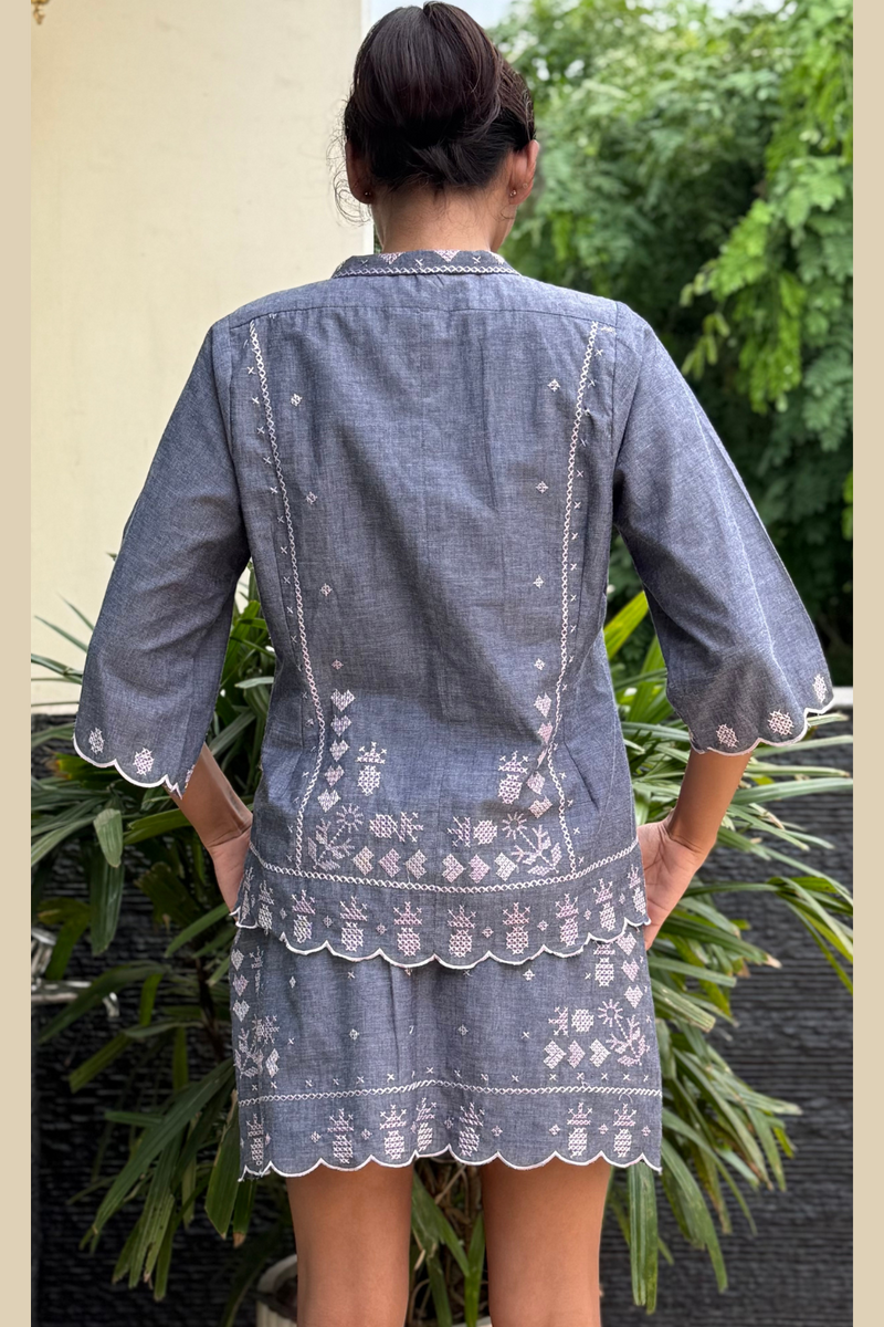 Slate Grey Embroidered Co-ord Set