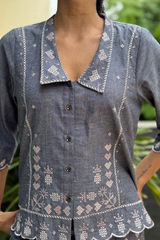 Slate Grey Embroidered Co-ord Set