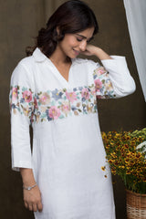 Linen Thread Embroidered Dress