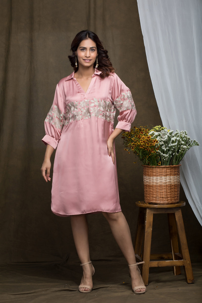 Rose Pink Embroidered Dress