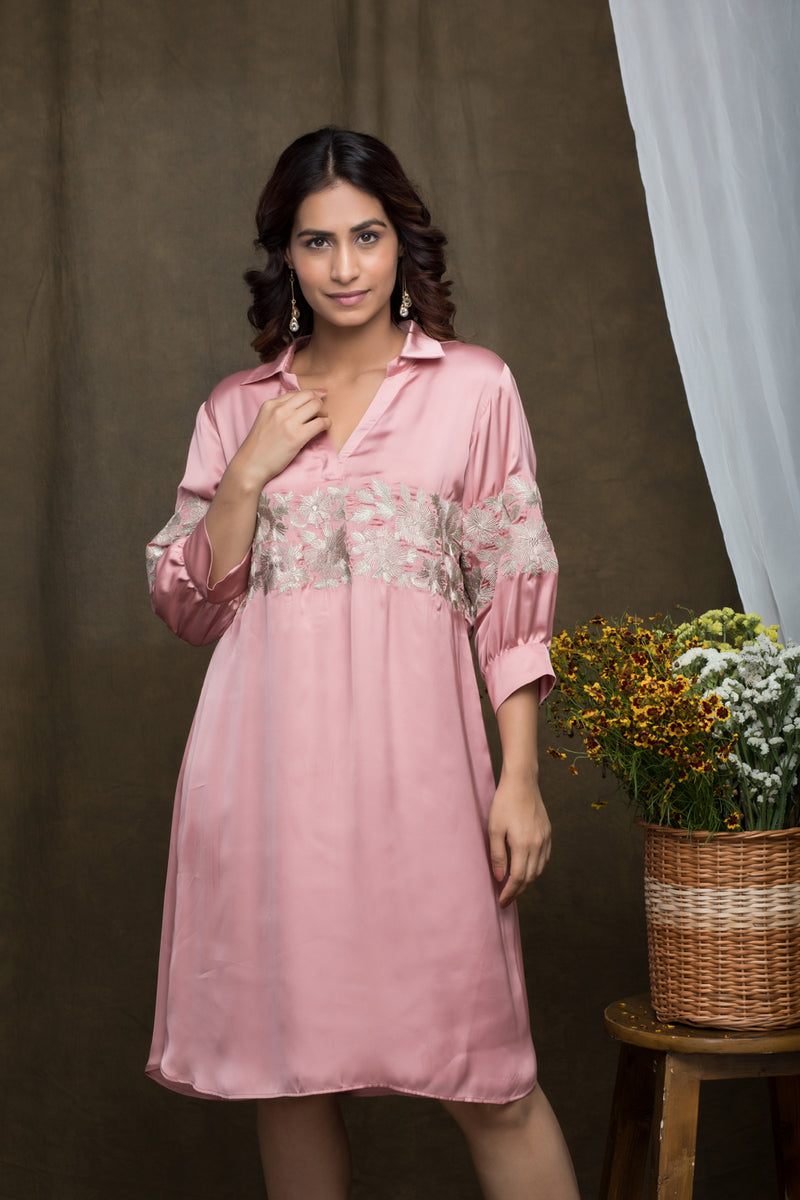 Rose Pink Embroidered Dress