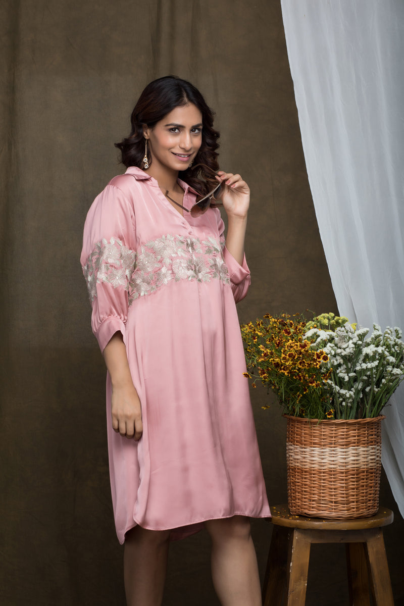 Rose Pink Embroidered Dress