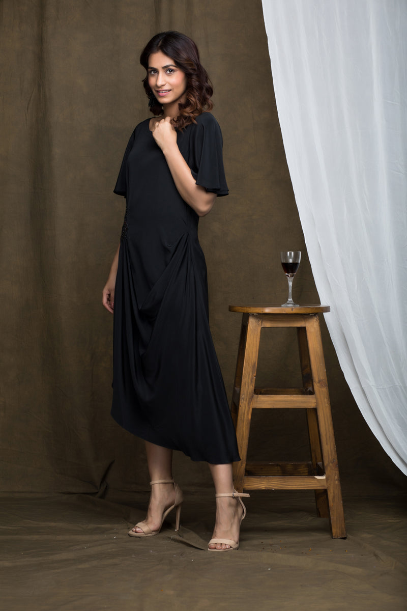 Knee Length Drape Dress