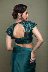 Drape Skirt With Heavily Embellished Blouse