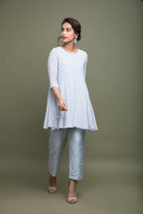 Slate Blue Kali Kurta With Straight Pants