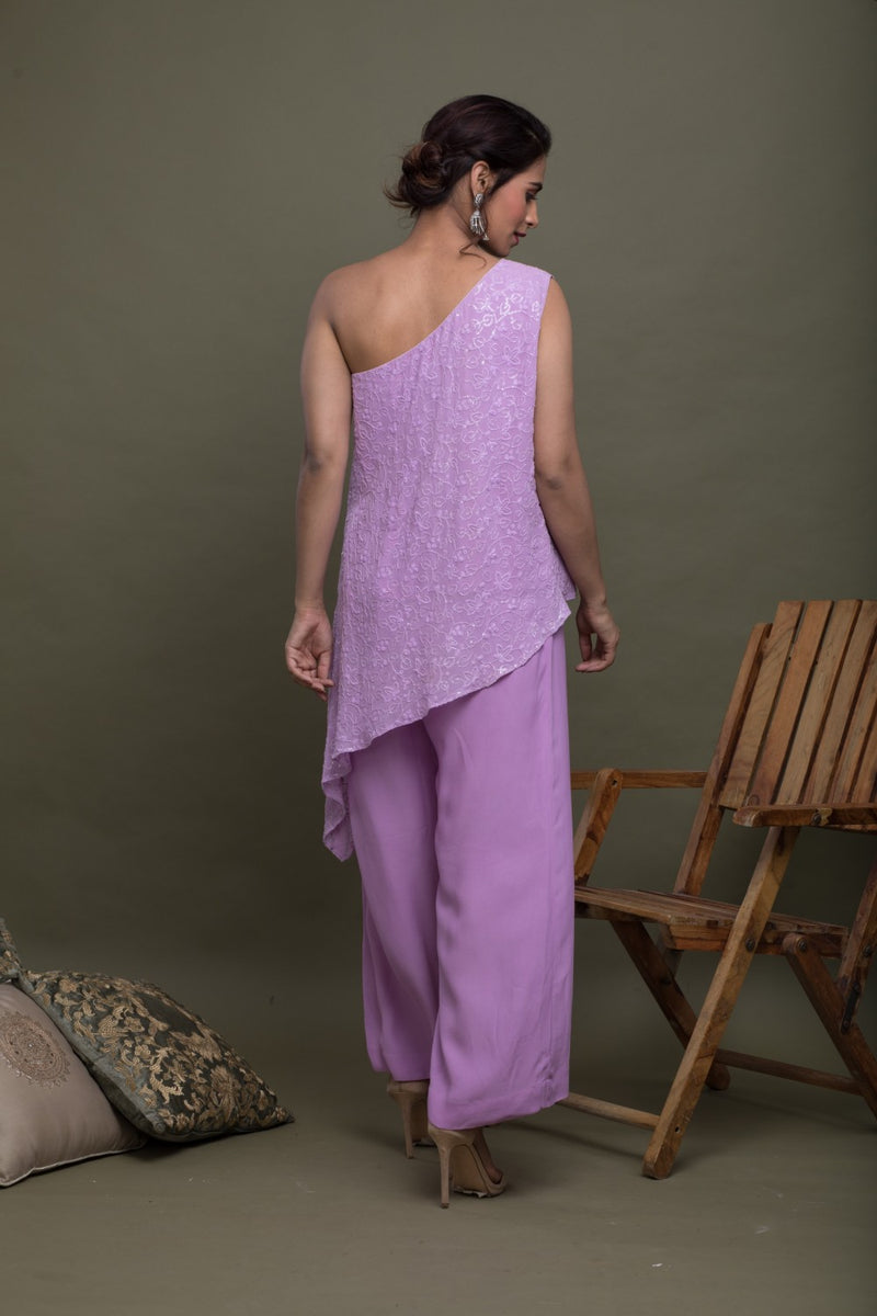 One Shoulder Asymmetrical Tunic With Pants