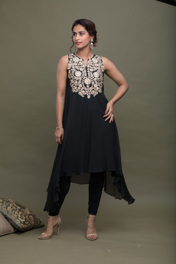 Gota Embroidered Asymmetrical Tunic