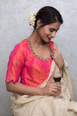 Silk Blouse Handcrafted With Dabka And Zardozi