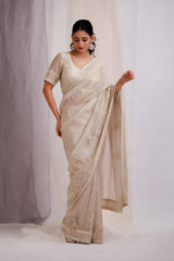 Ivory Embroidered Classic Saree