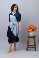 Colourblock Asymmetrical Dress